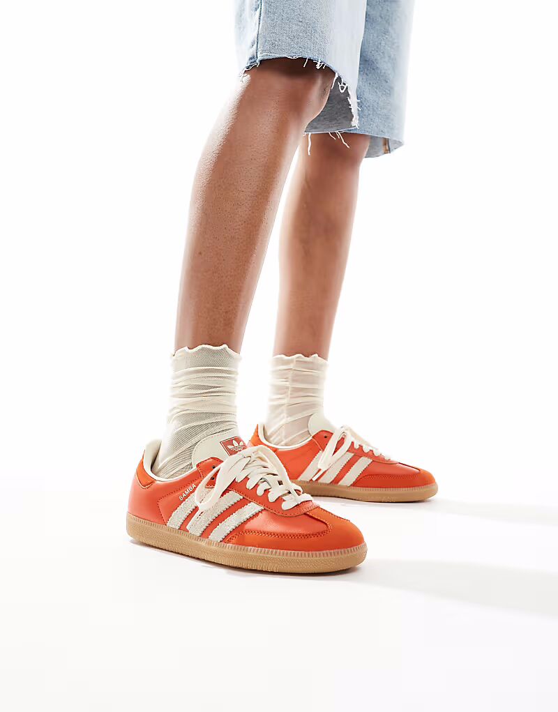 Кроссовки Adidas Originals Samba OG оранжевого и белого цвета — фото 3