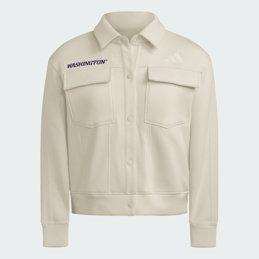

Флисовая куртка Adidas Washington Huskies Women's Exclusive Faux Denim 3-Stripes Fleece Jacket, цвет Wonder White/White/Ncaa-Wtn-707