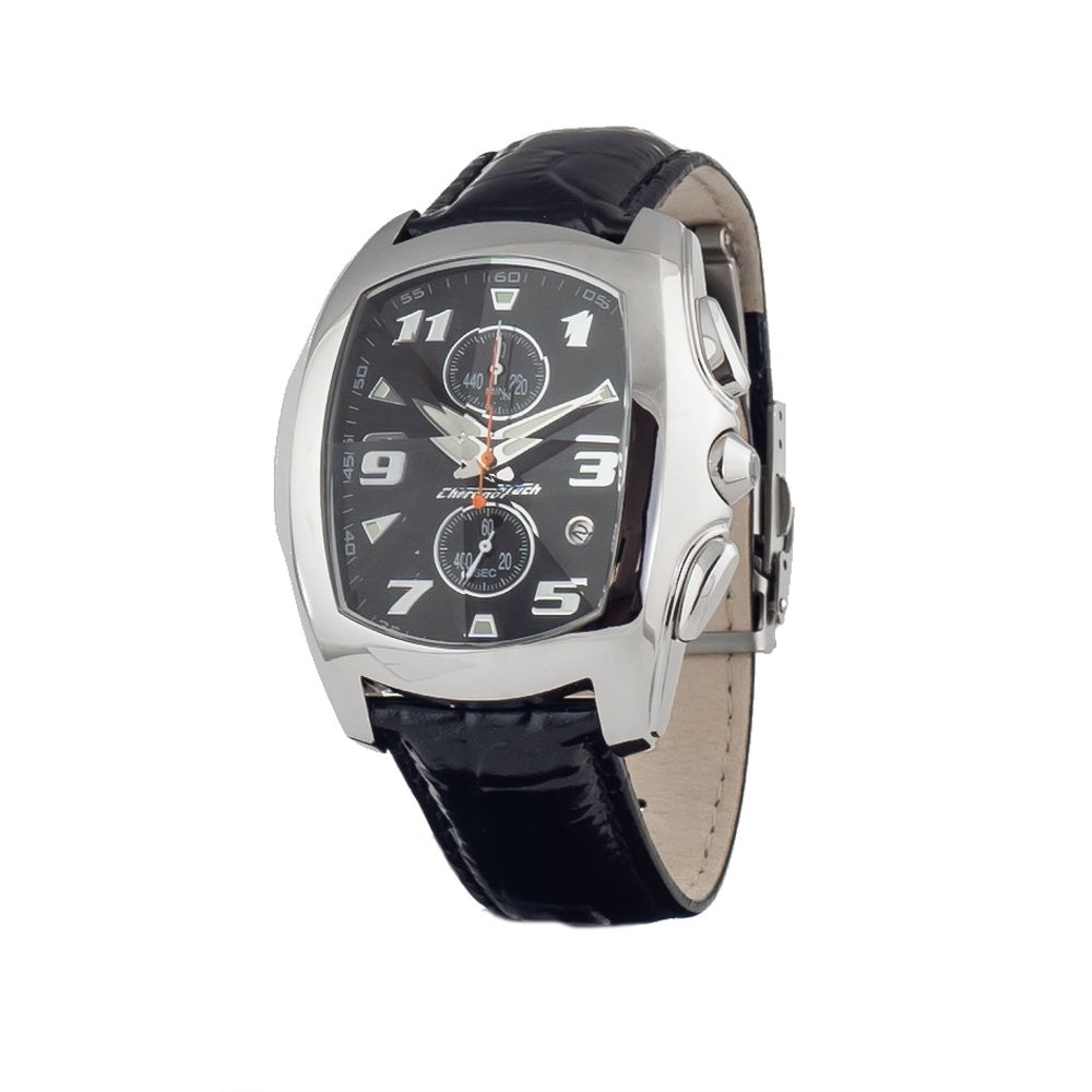 

Черные кожаные часы Chronotech
