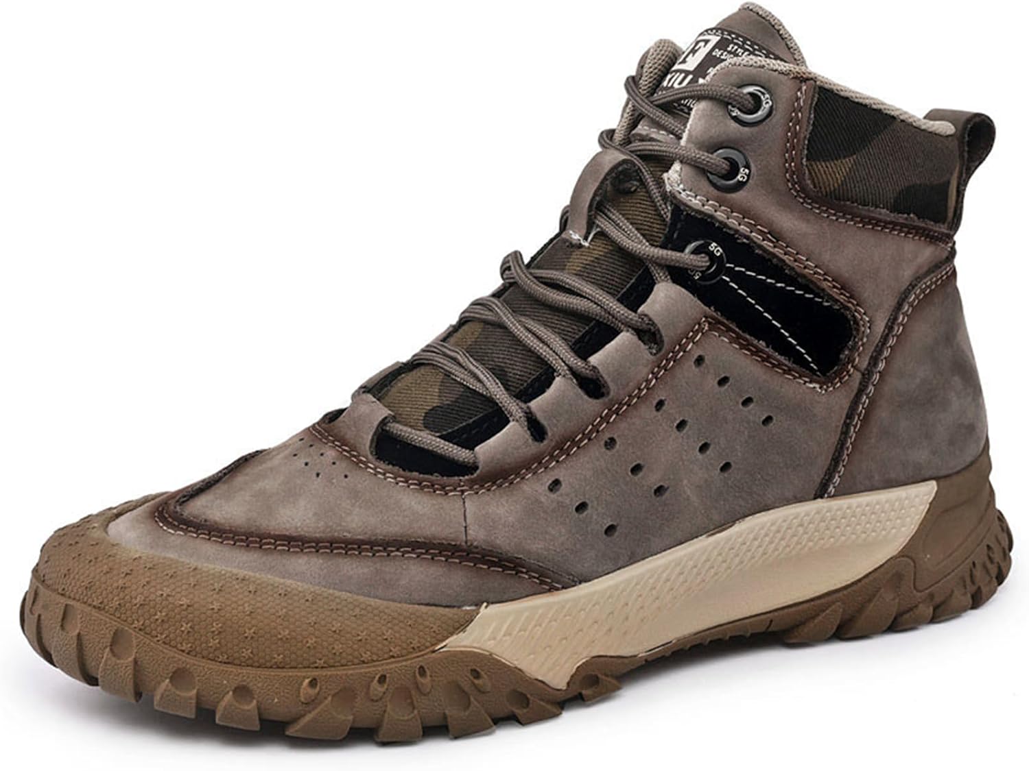 

Мужские премиальные кожаные повседневные кроссовки Abborora для прогулок, походов и работы, зимние водонепроницаемые теплые снежные ботинки, коричневый