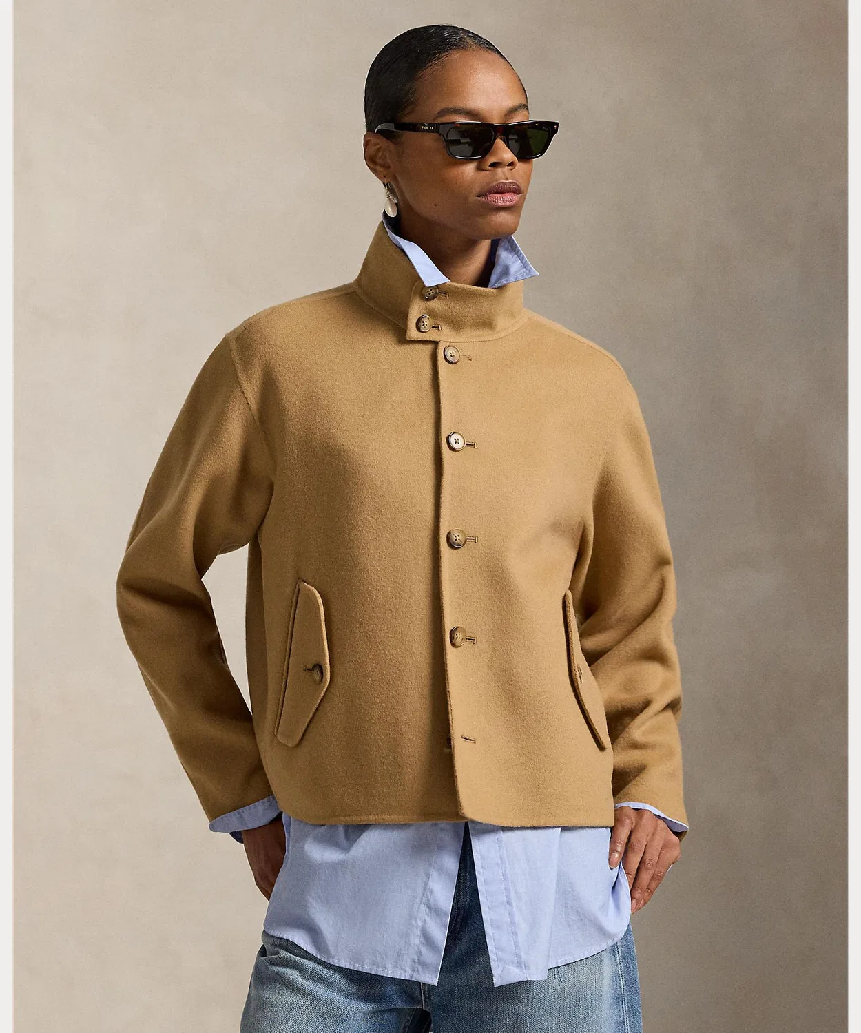 Жакет двусторонний из шерсти, итальянский материал, Polo Ralph Lauren, коричневый