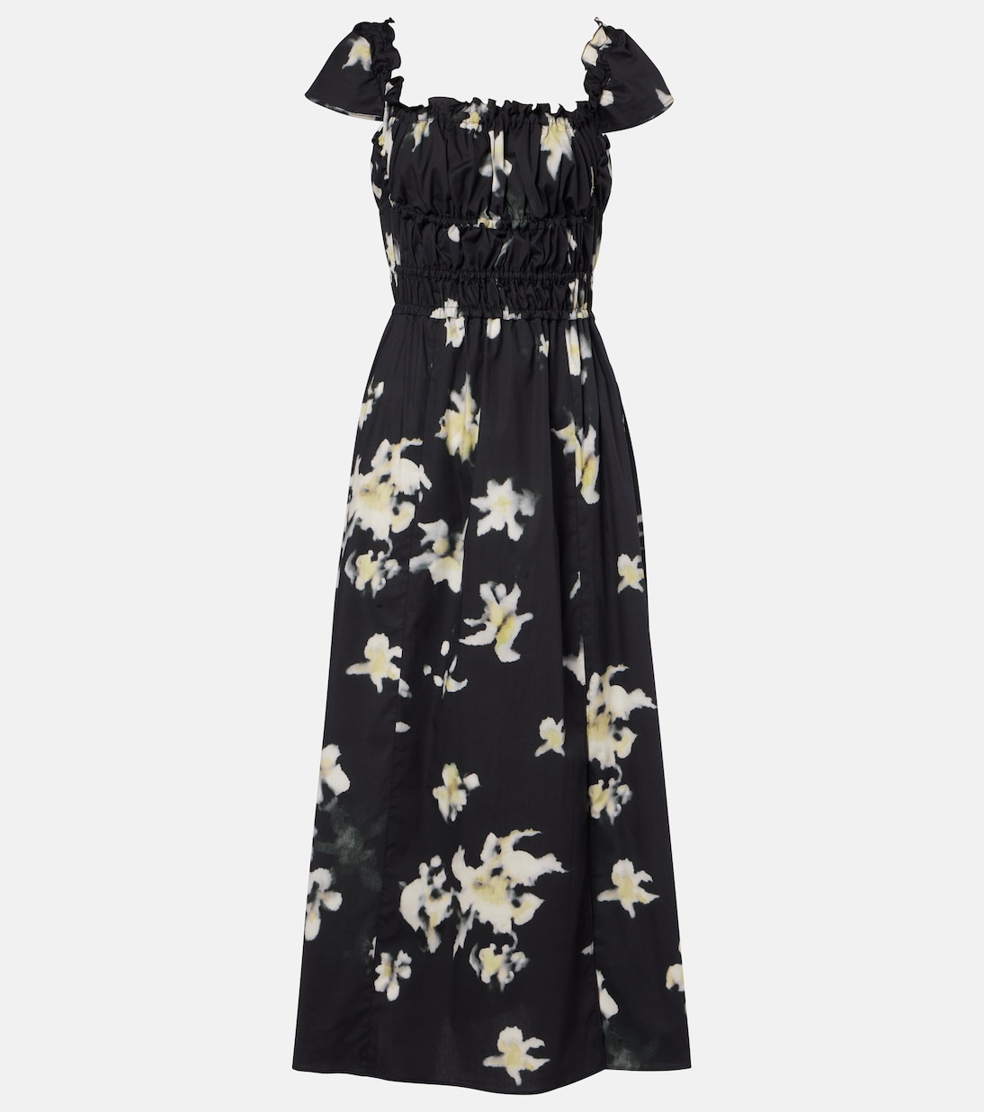 

Цветочное миди-платье из хлопковой смеси Altuzarra, Black Inky Flowers