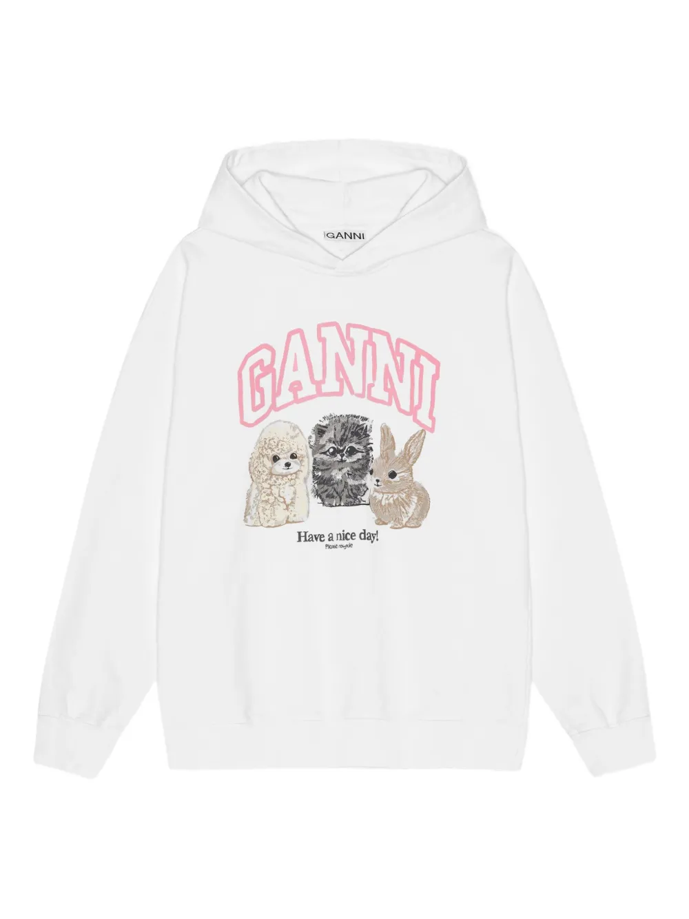 

Худи с графичным принтом GANNI, белый
