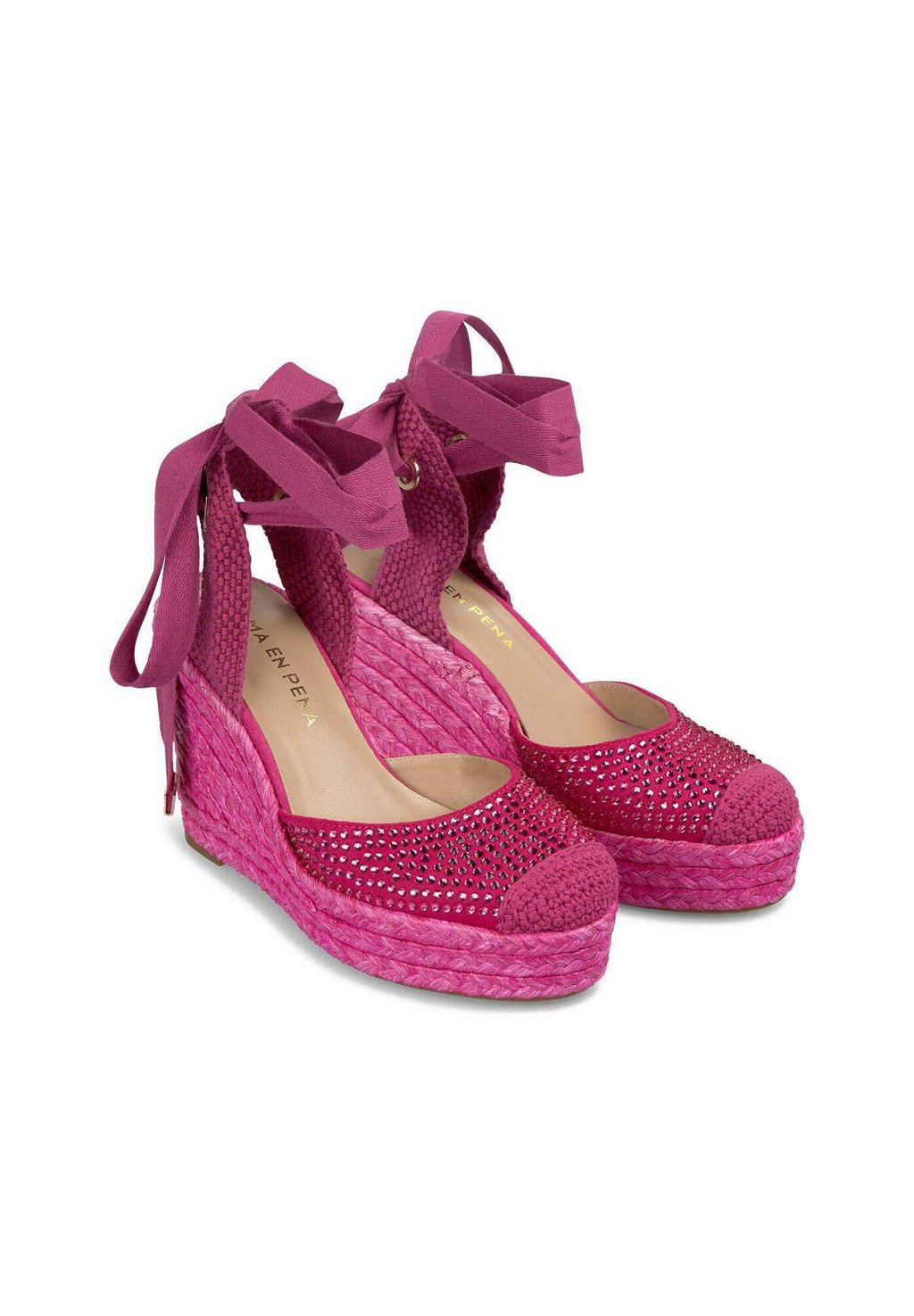 Босоножки на платформе CON PUNTERA REDONDEADA Y CIERRE CON CORDONES - High heels Alma en Pena, цвет Fucsia Jaspeado — фото 3