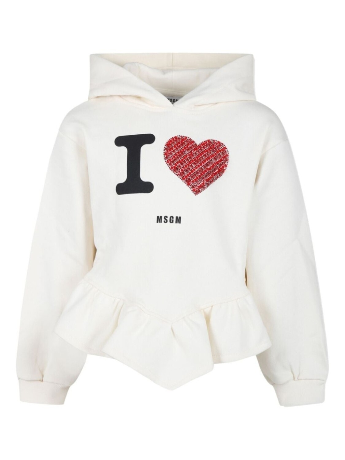 

MSGM Kids толстовка с капюшоном, украшенная стразами, белый
