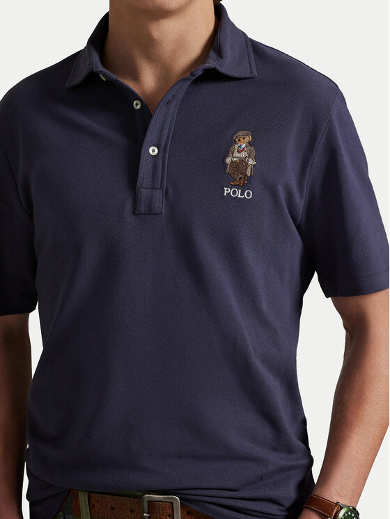 Поло custom slim fit 710P00083001 Polo Ralph Lauren, синий — фото 4