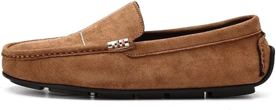 Мокасины мужские кожаные замшевые Loafers Slip On, Brown DHFIRUFSHLO — фото 2