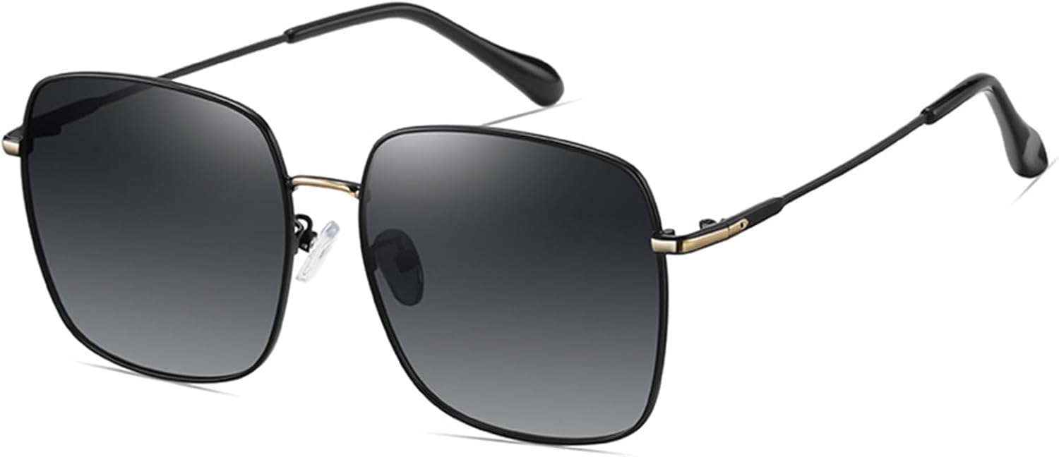 

Женские солнцезащитные очки увеличенного размера с поляризацией - Стильные квадратные металлические оправы - Защита от УФ-излучения UV400 - Легкие и с антибликовым покрытием Bubmari, A