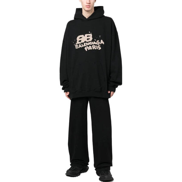 Толстовка hand-drawn bb icon hoodie large fit 'black' Balenciaga, черный — фото 2