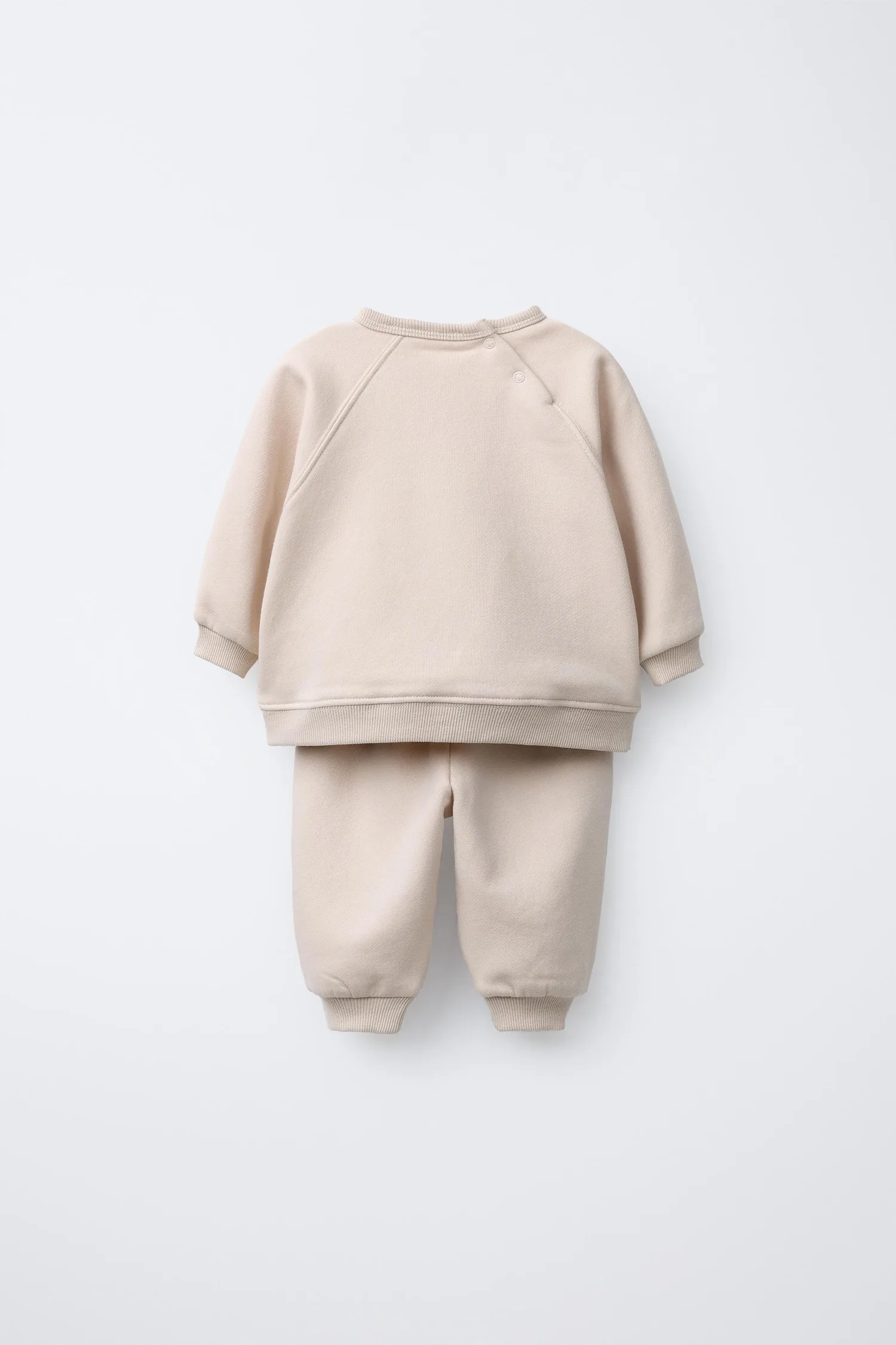 Комплект из толстовки и спортивных брюк с начесом внутри Zara, светло-бежевый — фото 2