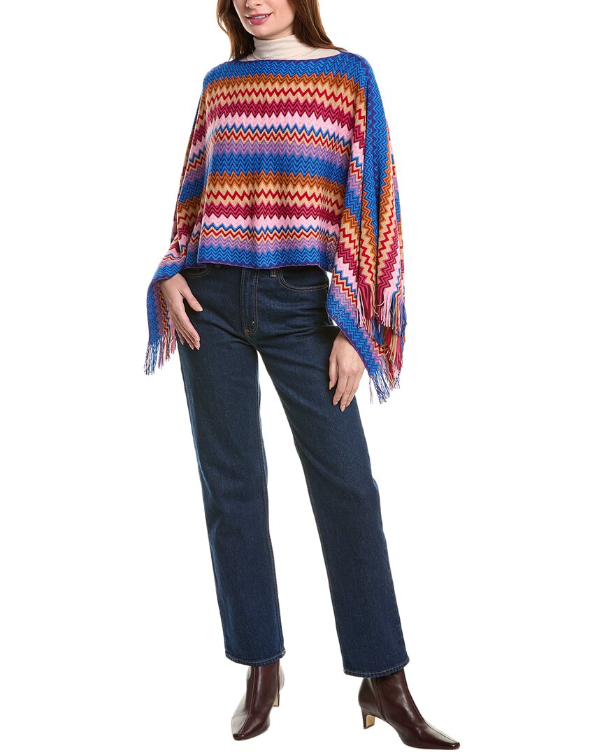 

Пончо Missoni из смесовой шерсти, синий