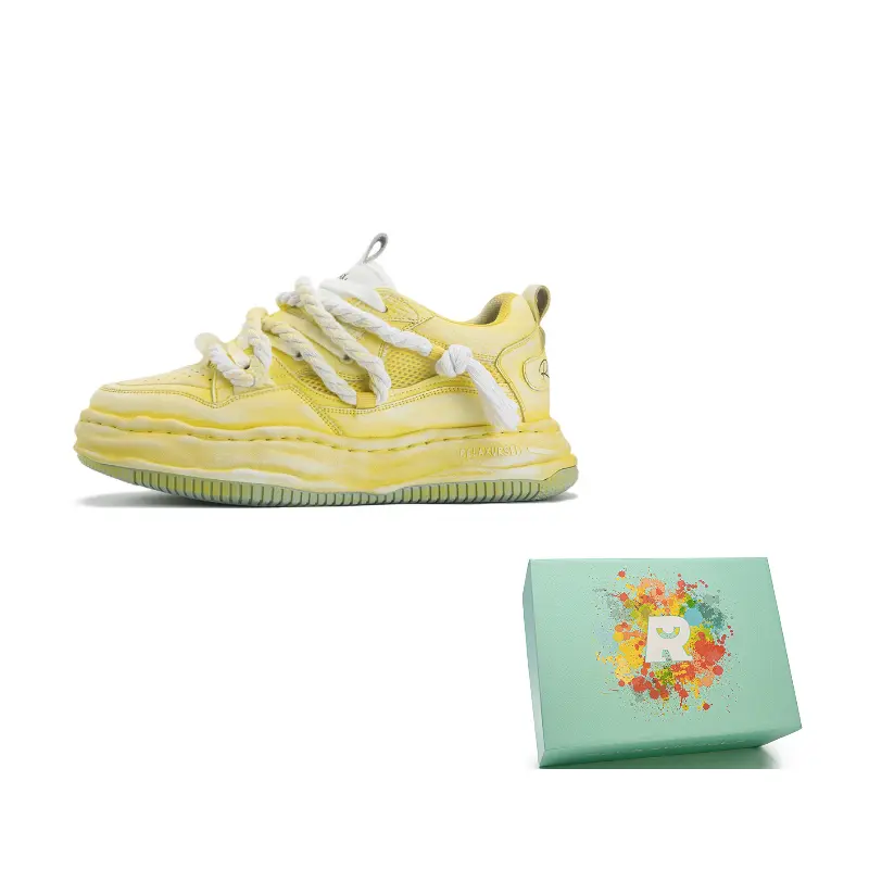 

Slip Resistant Abrasion Resistant Low top Skateboard Shoes Unisex RELAXURSELF, 32119 lemon[breathable mesh]