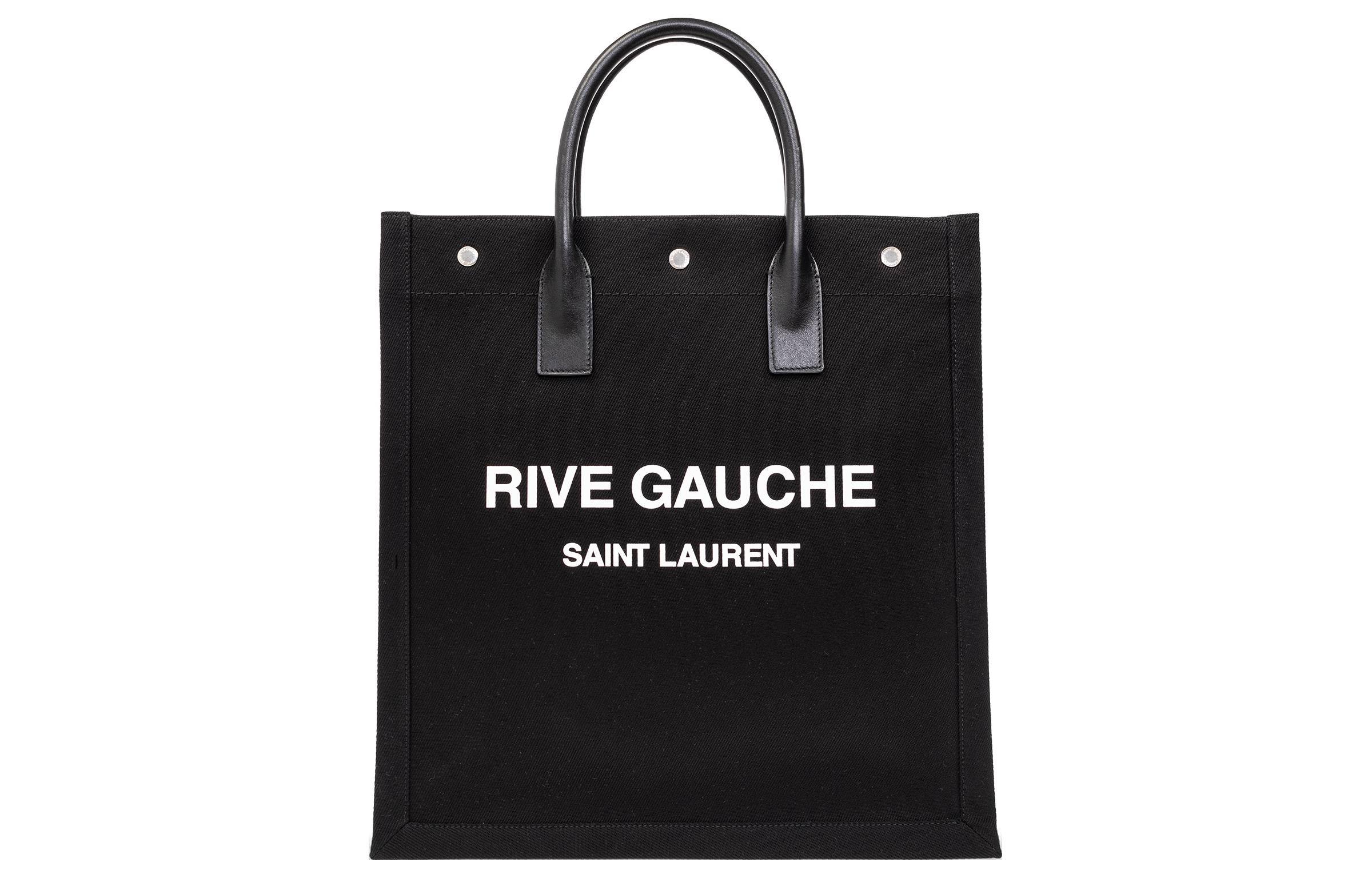 

SAINT LAURENT Сумка-шоппер Rive Gauche из холста и телячьей кожи