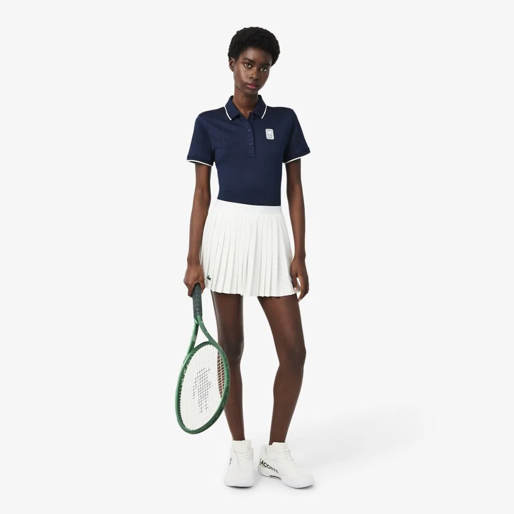 Рубашка-поло Lacoste Tennis Heritage V-Cut, тёмно-синяя — фото 4