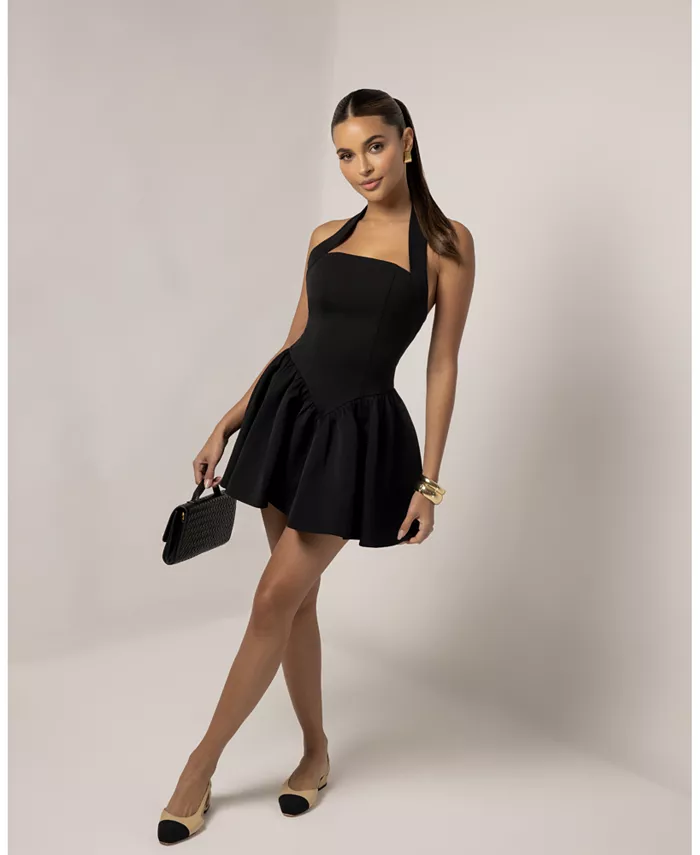 

Женское мини-платье А-силуэта с бретелькой через шею Heiress Beverly Hills, черный