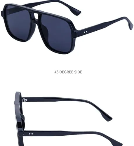 

Ретро-солнцезащитные очки с двойной перемычкой, квадратной формы, градиентные, UV400, модные, с заклепками, мужские солнцезащитные очки MTZJH, Black Gray