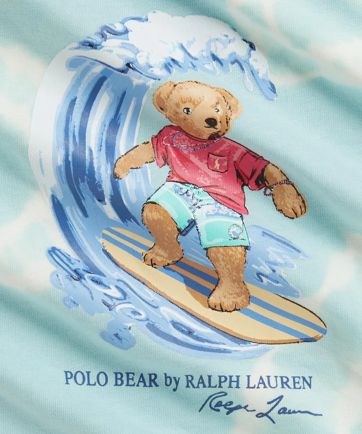 Детский комплект футболка и шорты Polo Bear тай-дай хлопок Ralph Lauren синий — фото 3