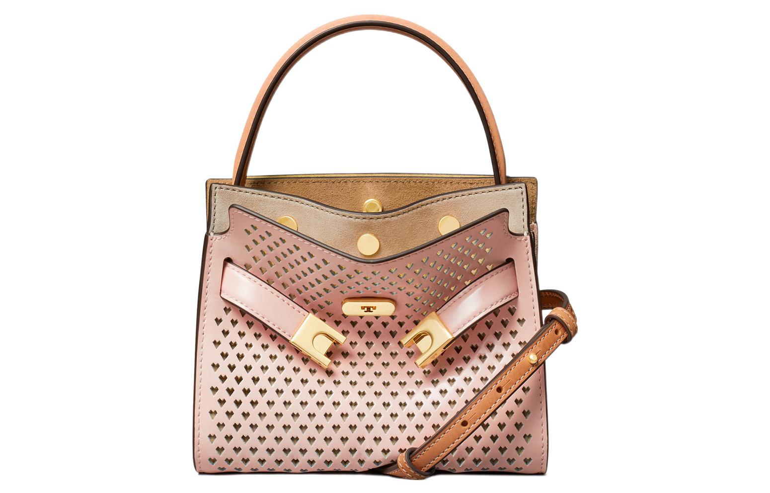 

TORY BURCH Сумка Lee Radziwill мини женская розовая из коровьей кожи маленькая квадратная