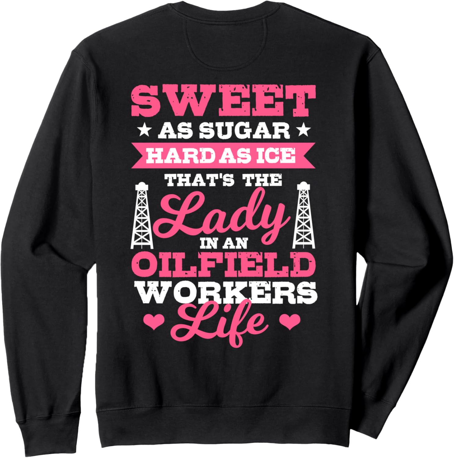 

Подарок для нефтяника: толстовка с дизайном «Жена нефтяника» на спине Oil Field Workers, черный