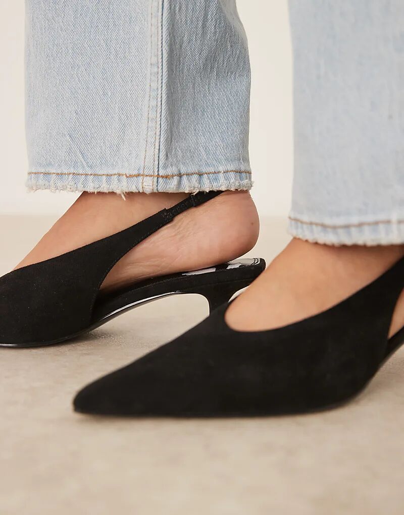 Туфли ASOS DESIGN Sydney с открытой пяткой и каблуком-рюмочкой, черные — фото 2