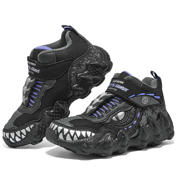 Низкие детские повседневные кроссовки Black Gray Skechers, Black Charcoal Gray — фото 3