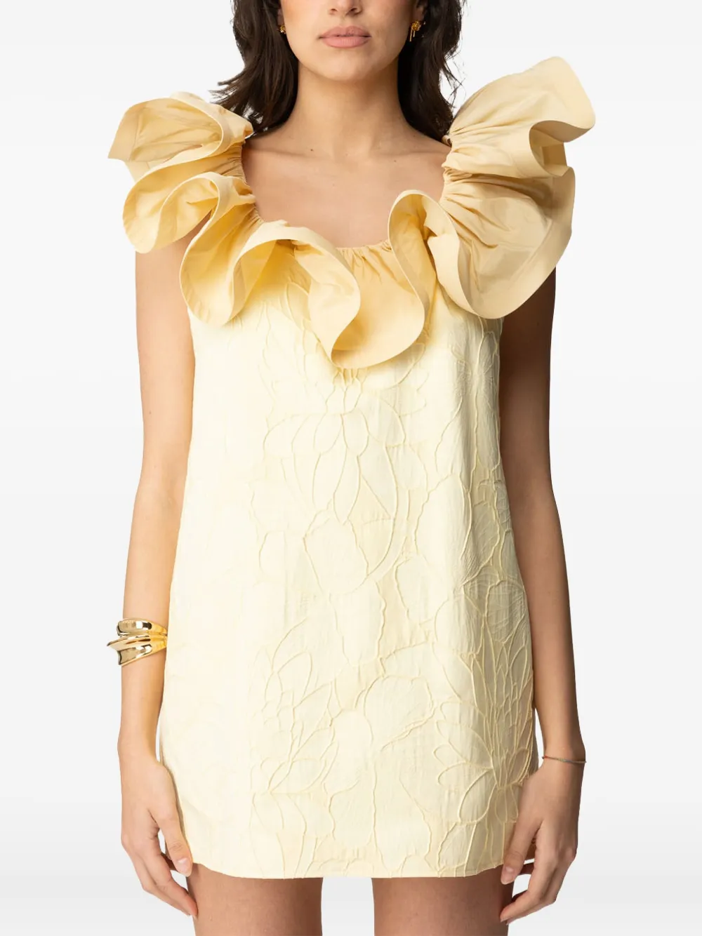 

Платье с оборками и цветочным узором Elisabetta Franchi, желтый