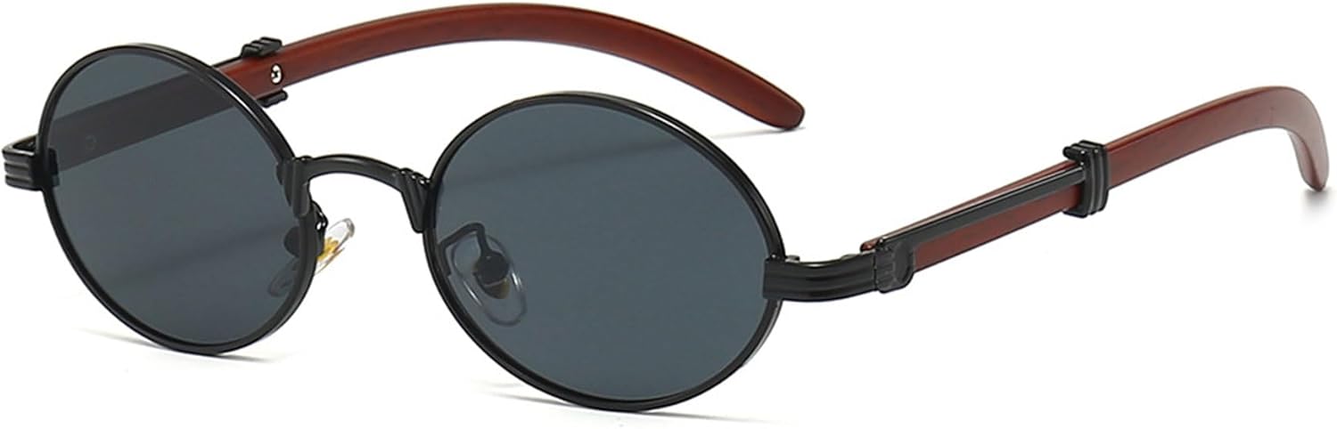 

Винтажные круглые солнцезащитные очки без поляризации, унисекс, ретро, ​​металлические круглые солнцезащитные очки с тонированными линзами для женщин и мужчин ALKAHE, Black Frame Grey Lens