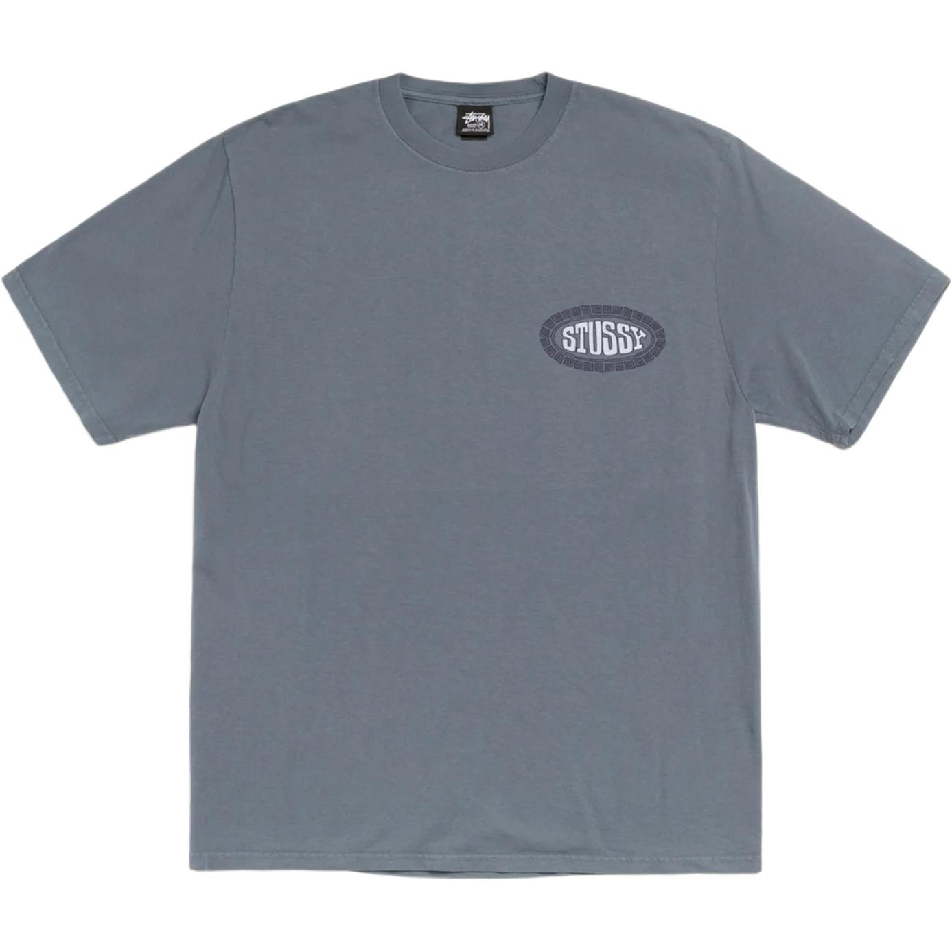 Футболка FW25 TILE OVAL TEE, окрашенная пигментом, унисекс Stussy, черный/faded черный — фото 4