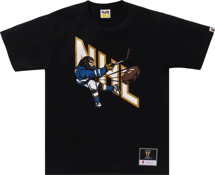 

Футболка BAPE x Mitchell & Ness NHL Hockey Graphic 'Black', черный