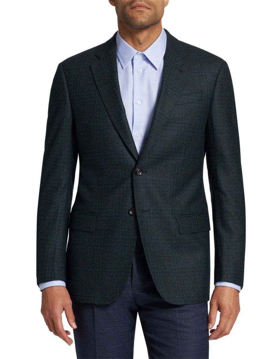 

Спортивное пальто G-Line Plaid из шерсти с двумя пуговицами Emporio Armani, зеленый