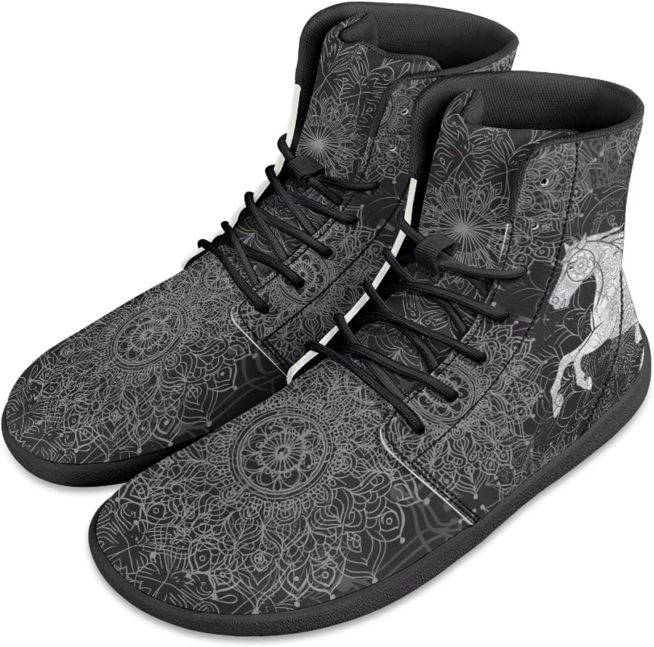 

Мужские минималистичные босоножки Jeiento Mandala, обувь для бега с широкой носочной частью, ботинки из искусственной кожи, нескользящие кроссовки на шнуровке, белый/черный