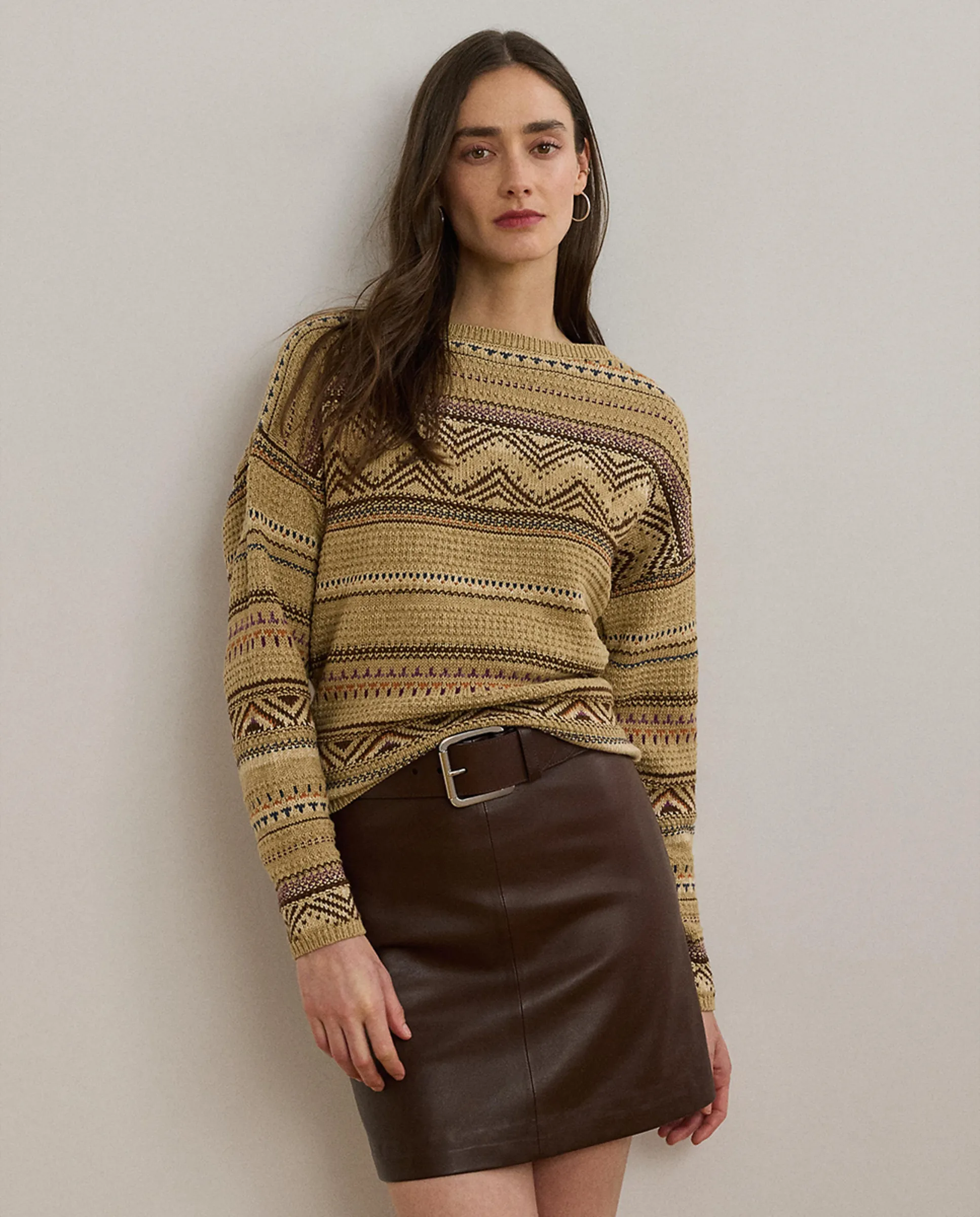 

Женский свитер с длинным рукавом и принтом Lauren Ralph Lauren, бежевый