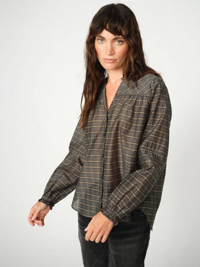 

Футболка MMBenedetta с шелковистой клеткой и V-образным вырезом MOS MOSH