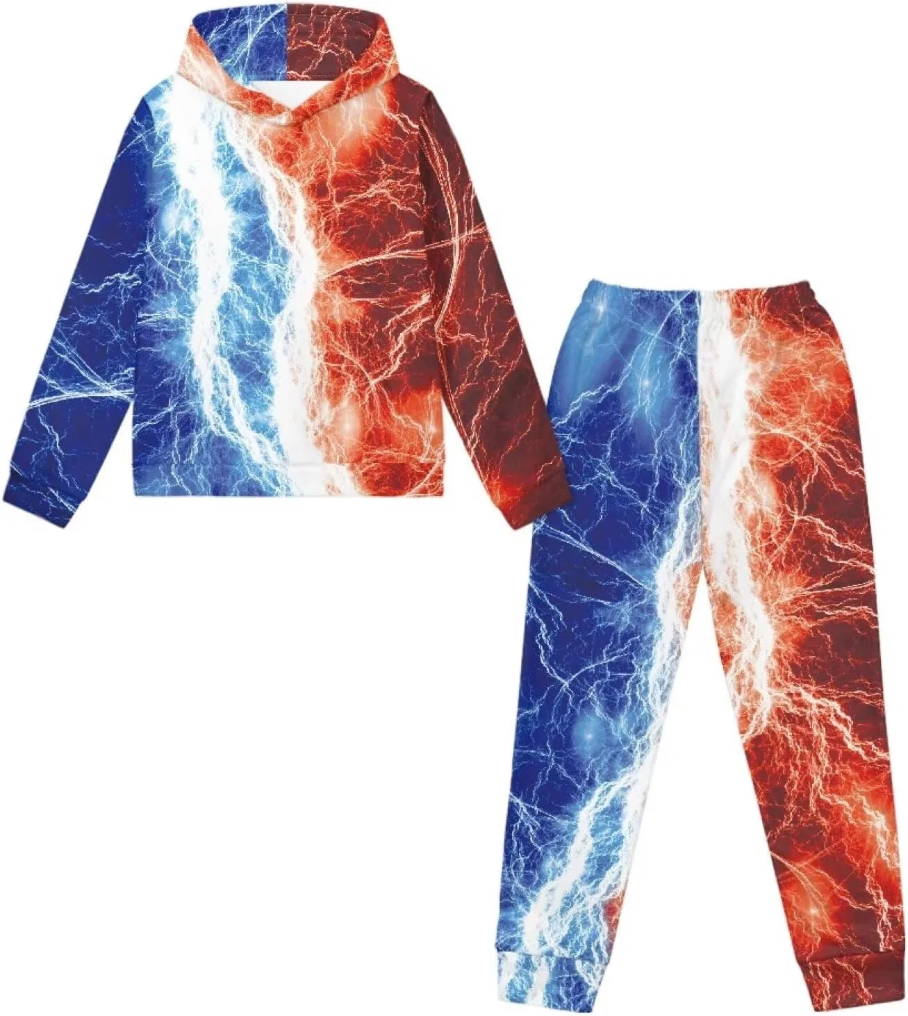 Детский спортивный костюм Uppodwarkid, толстовка и джоггеры, Red and Blue Lightning, 5-12 Y — фото 2