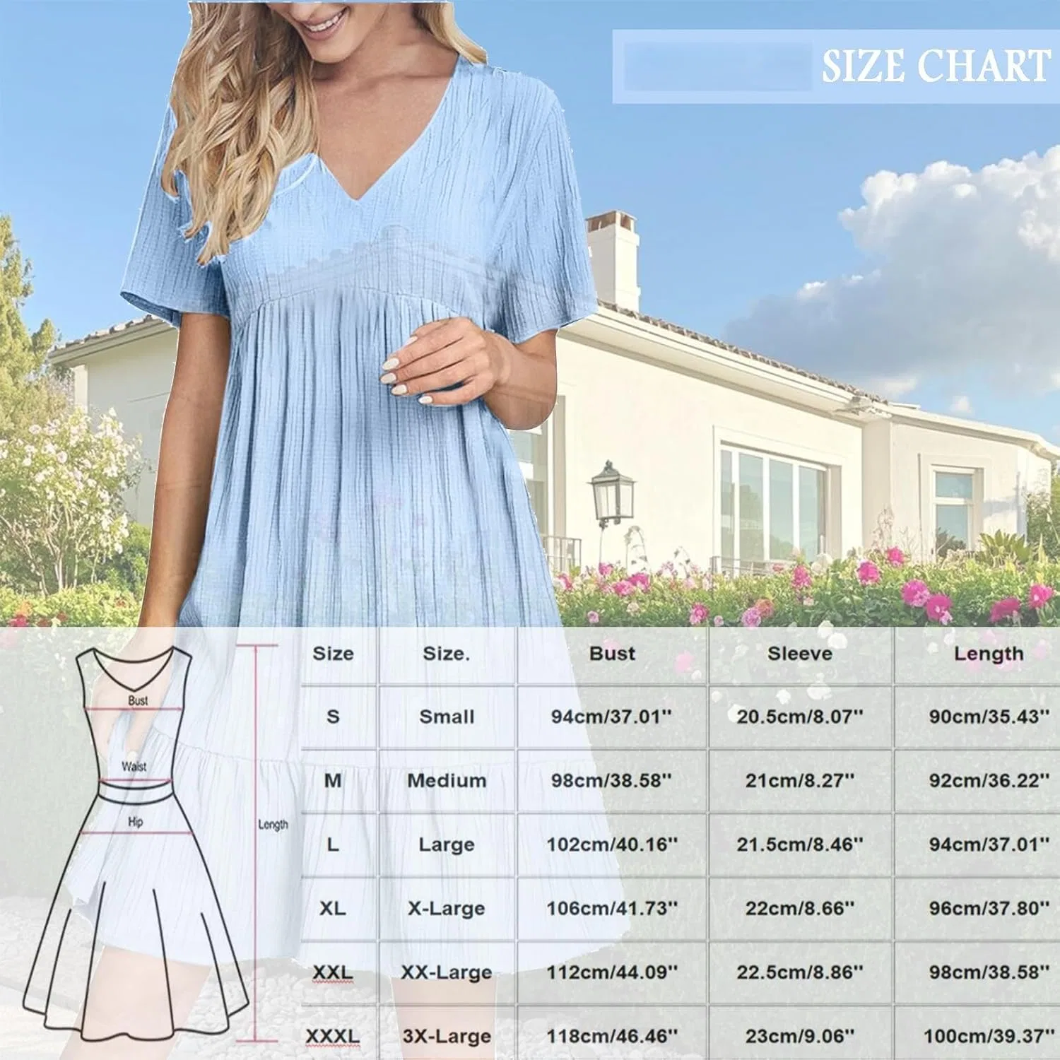 Женское летнее платье Casual с V-образным вырезом, коротким рукавом, рюшами по подолу, расклешенное, многоярусное, пляжное платье-сарафан Generic, черный — фото 2