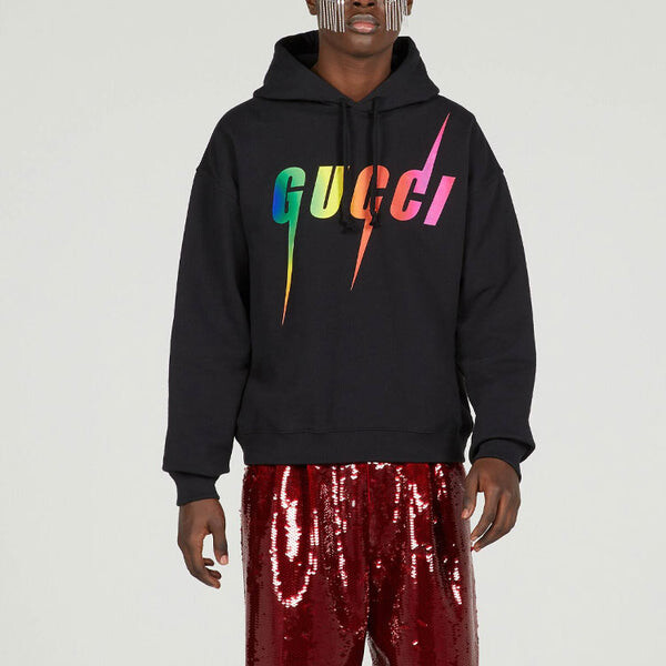 Толстовка Gucci Cotton Hoodie with Gucci Blade print 'Black', черная — фото 3