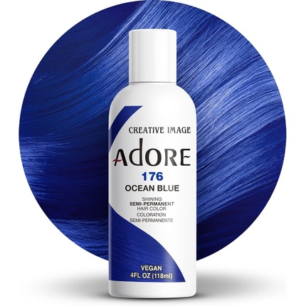 

Сияющая полуперманентная краска для волос Ocean Blue 176 118 мл Adore