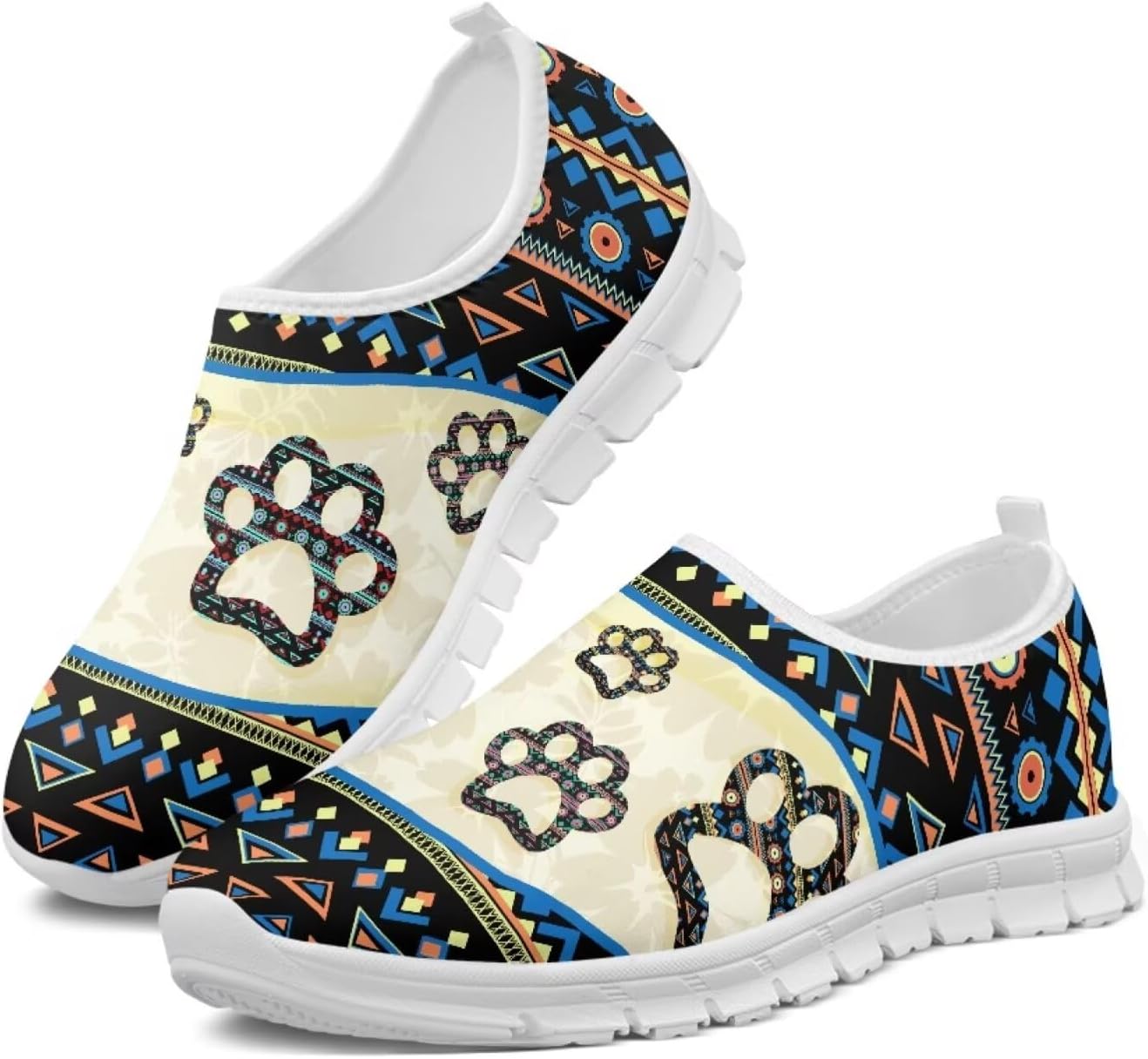 

Женские кроссовки Glomenade с принтом с животных и племенных мотивов, мужские дышащие кроссовки из сетки, носочные кроссовки, модные слипоны, противоскользящие теннисные кроссовки, Tribal Dog Paw