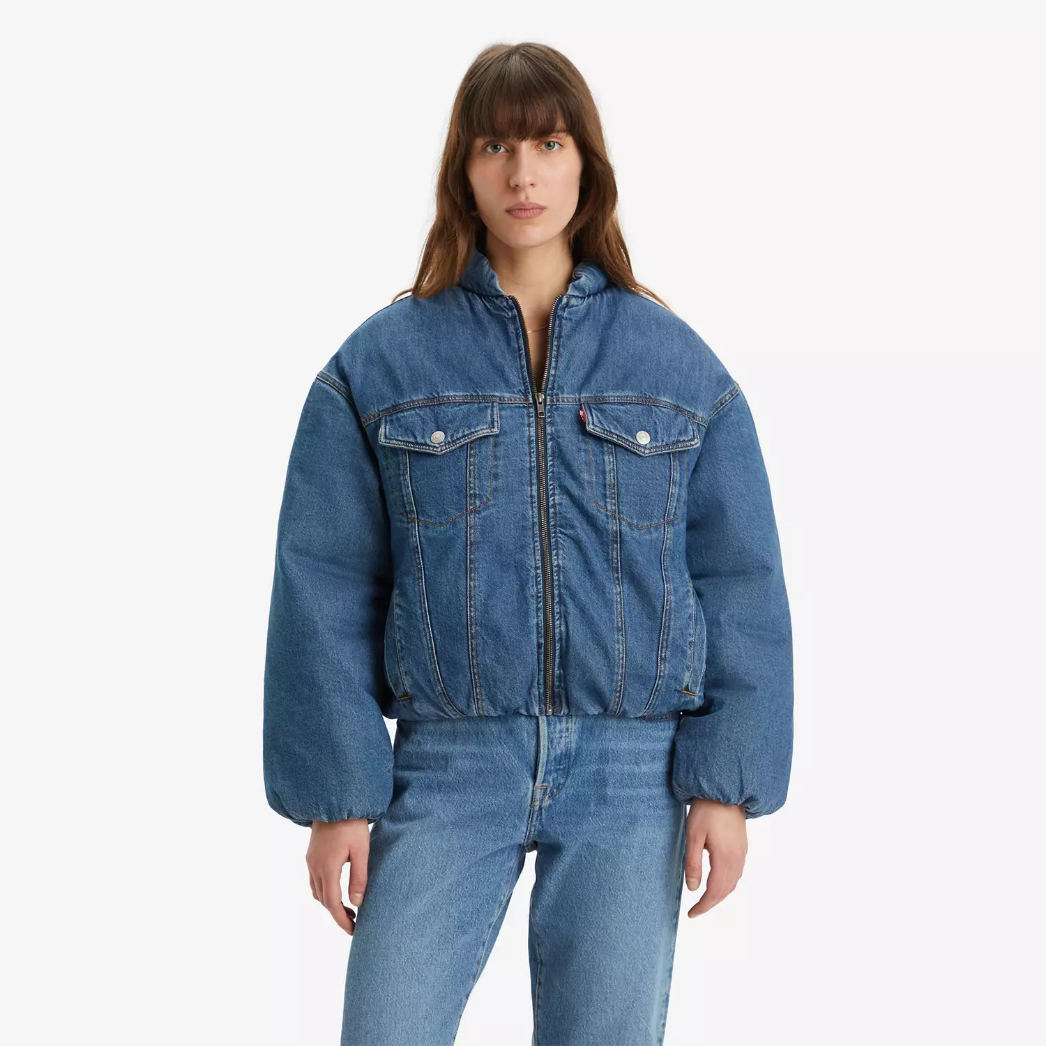 Дутая куртка дальнобойщика 90-х годов Levi's, цвет Plushy - Medium Wash — фото 2