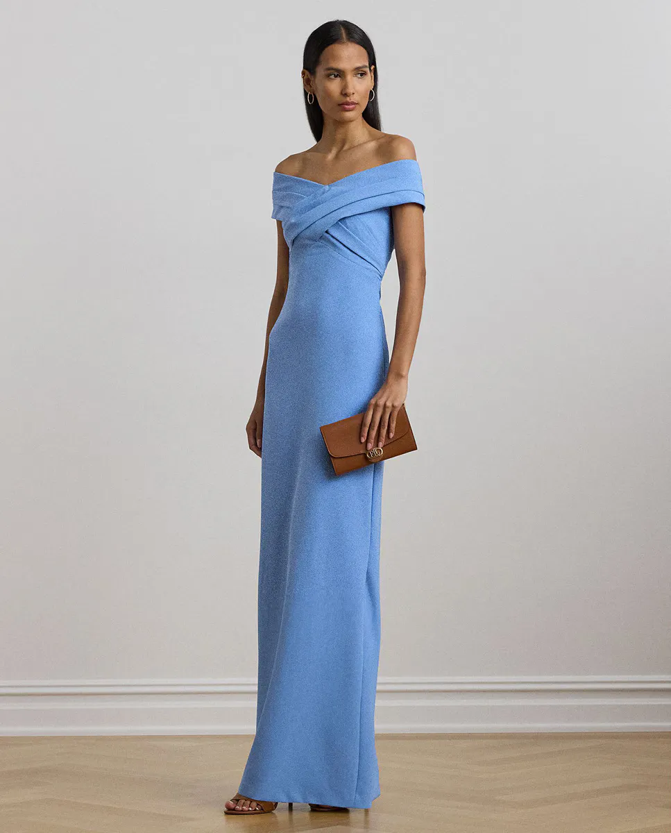 

Длинное платье с перекрещенной грудью Lauren Ralph Lauren, синий
