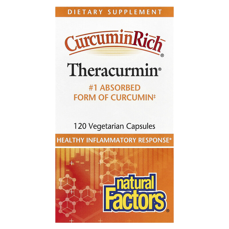 

Natural Factors, CurcuminRich, Theracurmin, куркумин, 30 мг, 120 вегетарианских капсул