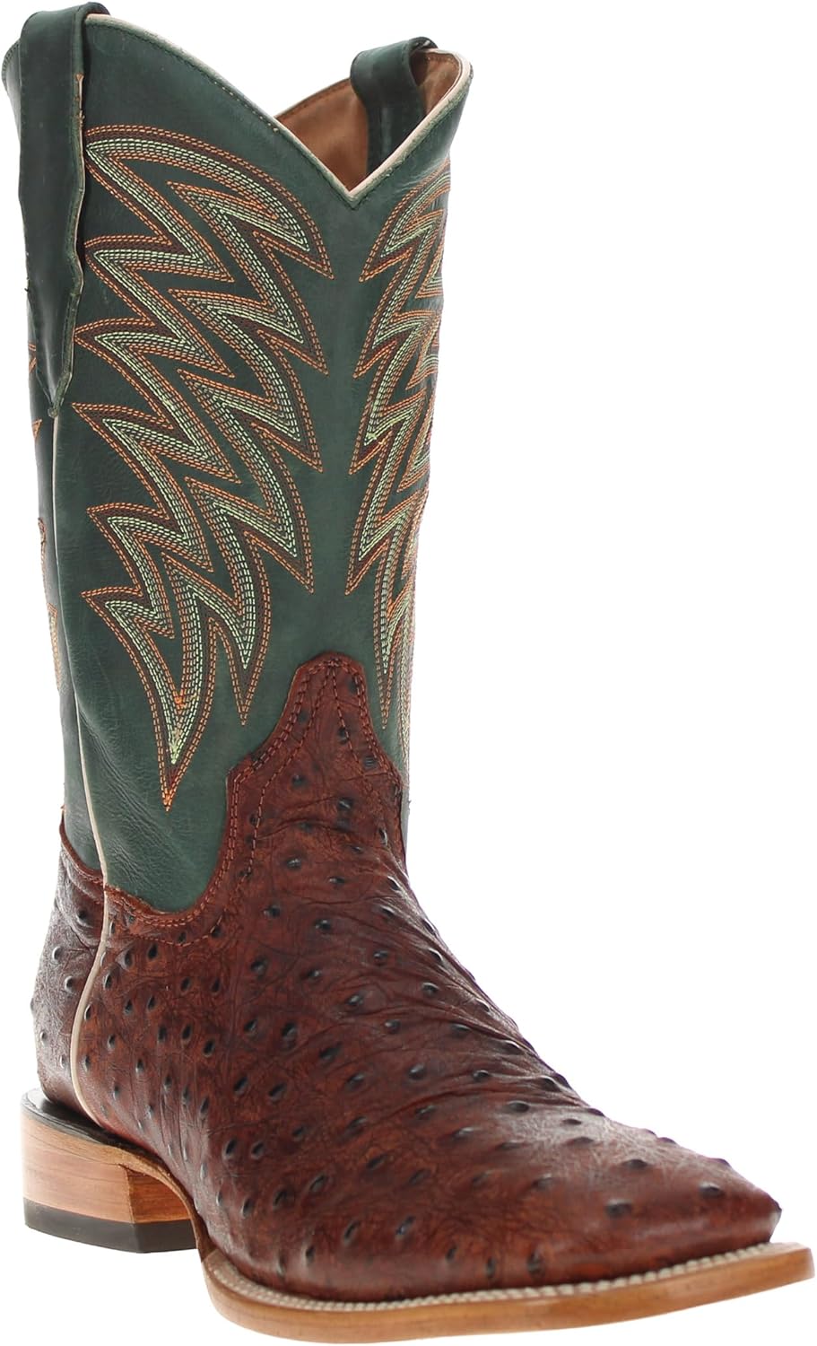 

Мужские ковбойские сапоги Vaccari Carson с широким квадратным носком из кожи с тиснением под страуса, Rustic Pecan