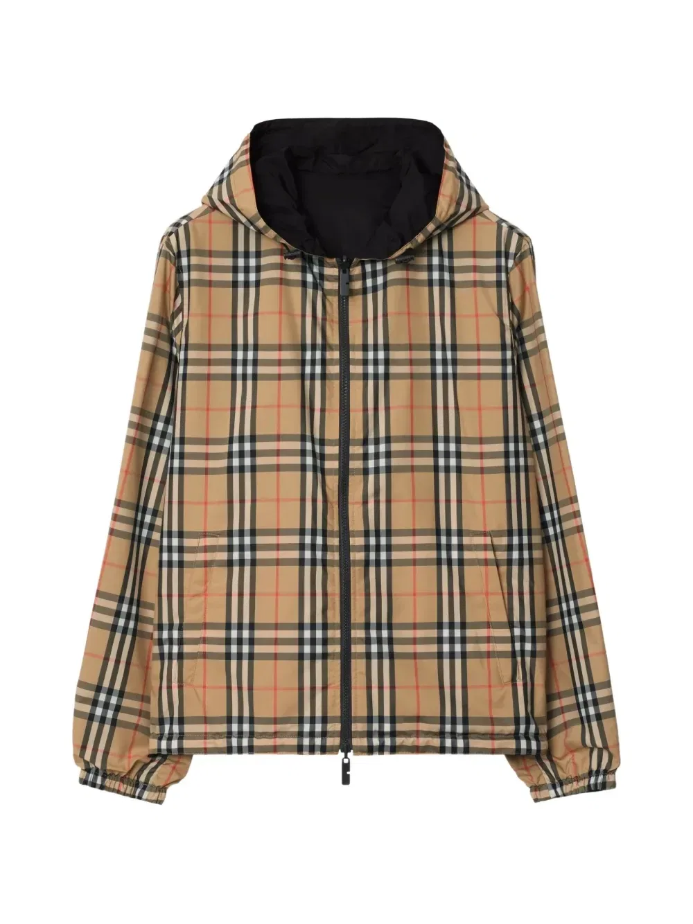 Куртка двусторонняя с капюшоном BURBERRY в клетку, бежевый