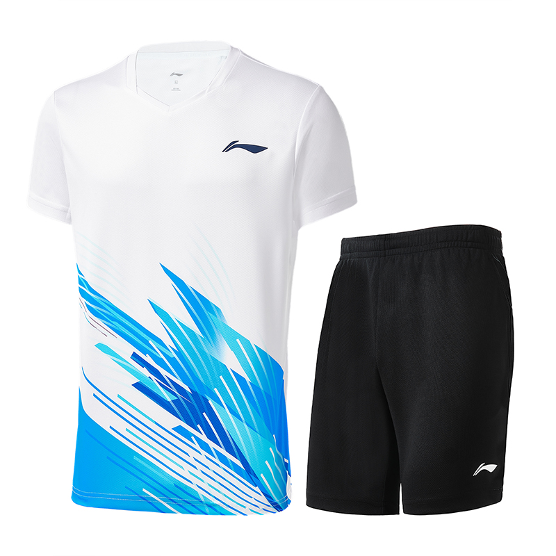 

Коллекция одежды для бадминтона Li Ning: повседневная спортивная одежда унисекс., standard белый top+черный pants
