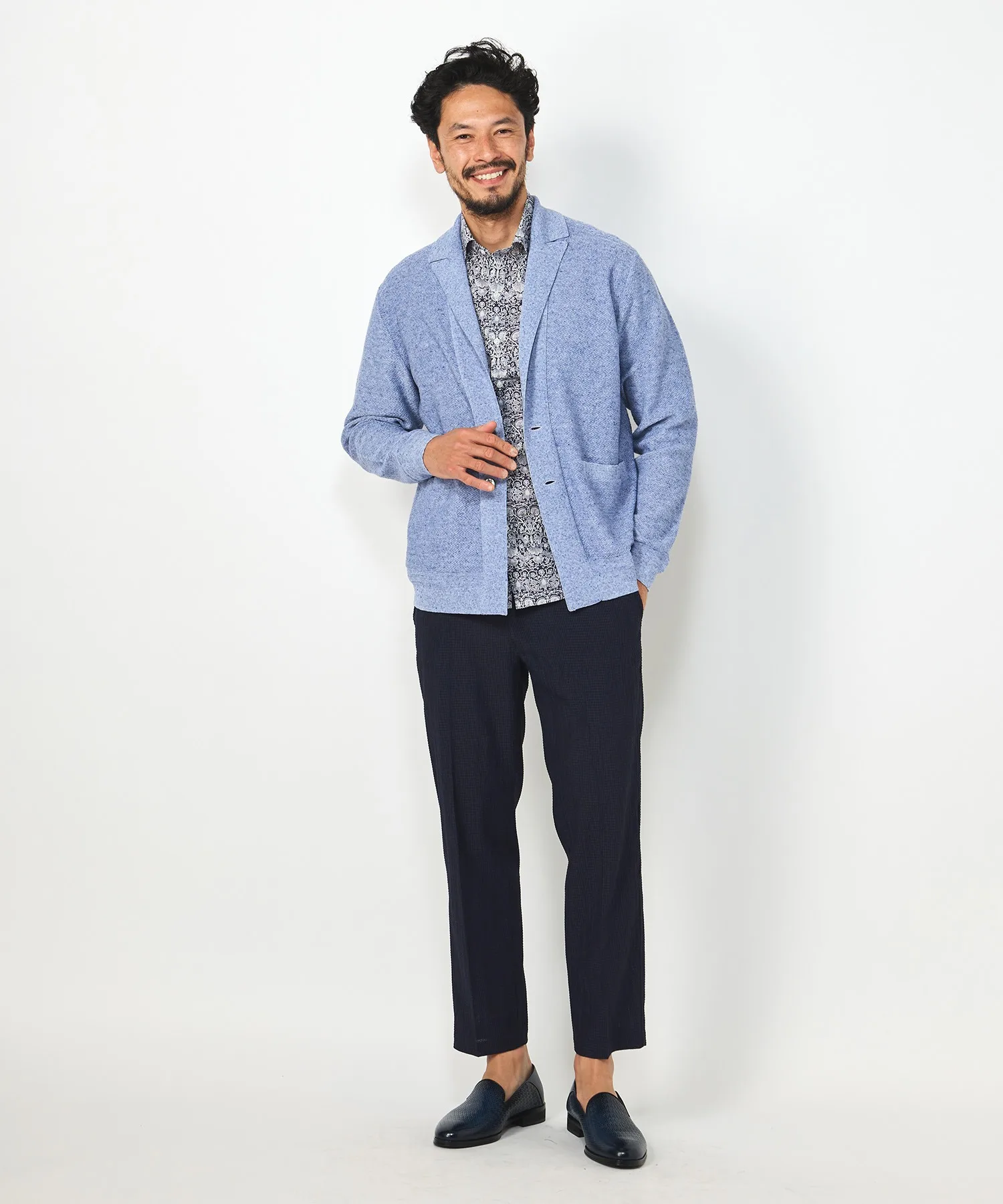 Мужские слипоны из натуральной кожи Intrechart MEN'S BIGI navy — фото 3