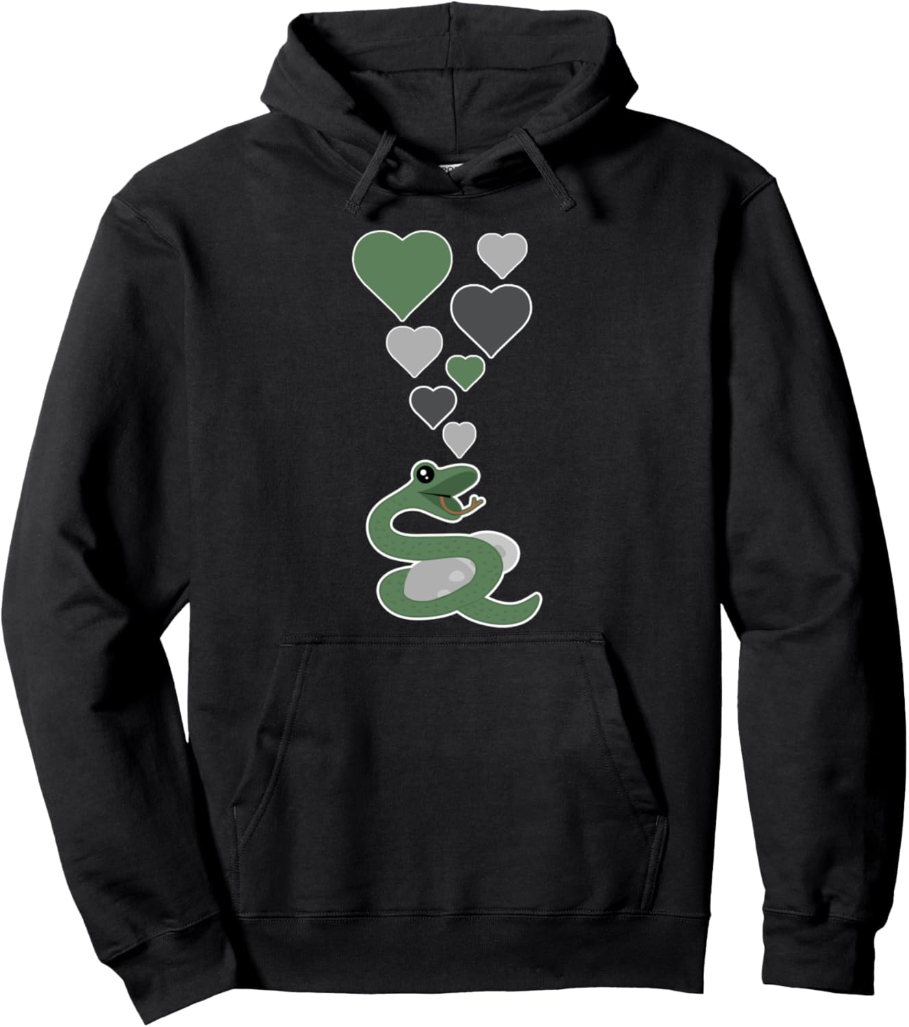 

Милая змея с сердечками - Толстовка с милой змеей Love Snakes Apparel, черный
