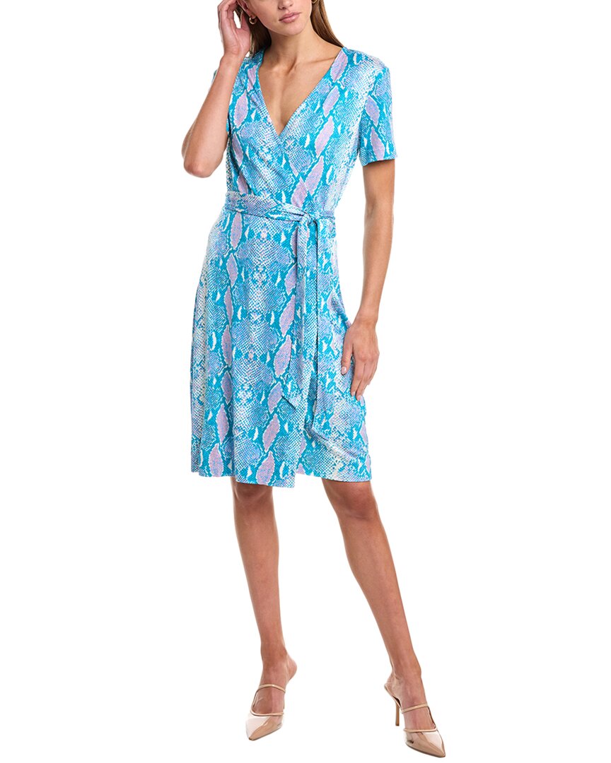 

Платье-халат из двух шелковых тканей от Diane von Furstenberg New Julian, синий