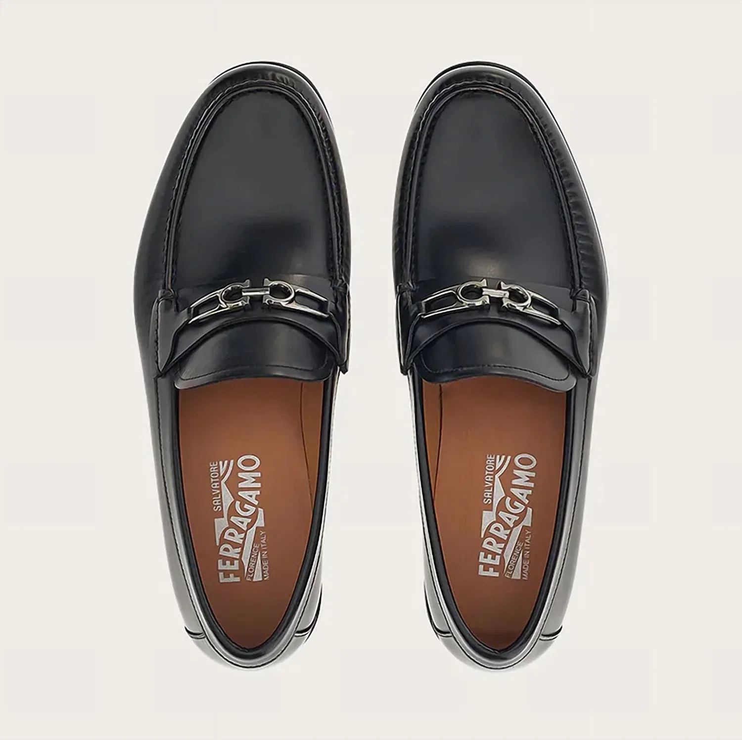Salvatore Ferragamo Мужские кожаные мокасины Mathias Gancnini черного цвета — фото 4