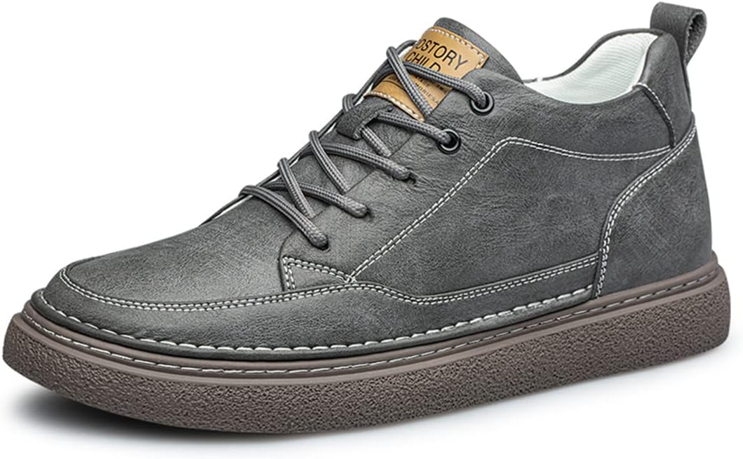 

Мужские элегантные кроссовки на скрытой платформе из кожи, повседневные прогулочные сникеры, модные обувь для увеличения роста Ygceeia, серый