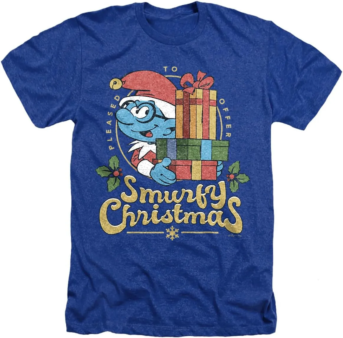 

Футболка Popfunk Smurfs Smurfy Christmas с Brainy Smurf Unisex Adult Heather